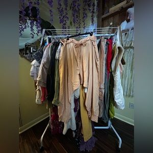 Free People Light Orange Tie Waist Harem Trousers